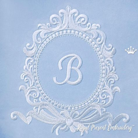 Machine Embroidery Design Antique Rococo Blank Monogram 4 | Etsy Embroidery Feather, Monogram Machine, Machine Pattern, Framed Embroidery, Embroidery Letters, Learn Embroidery, Embroidery Monogram, 자수 디자인, Sewing Embroidery Designs