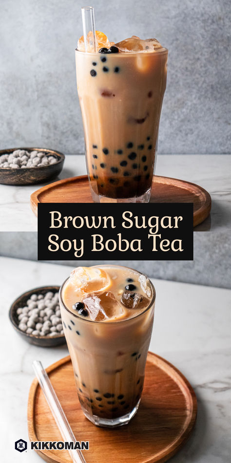 Experience a unique twist on a classic with this Brown Sugar and Soy Boba Tea! Infused with Kikkoman® Soy Sauce, this sweet and savory boba tea is perfect for a refreshing treat, ready in under an hour. Enjoy the delightful blend of flavors! Full recipe on KikkomanUSA.com. Lemon Sweets, Boba Recipe, Boba Tea Recipe, Bubble Tea Recipe, Matcha Latte Recipe, Milk Tea Recipes, Keto Shakes, Tea Drink Recipes, Summer Eats