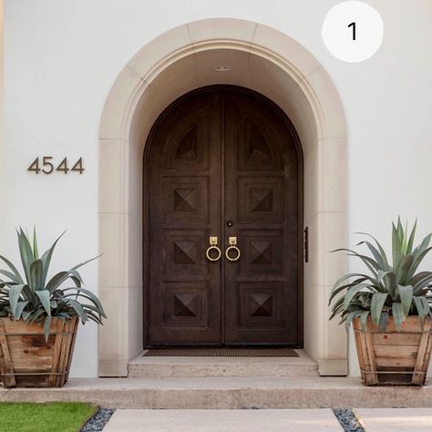 Interior Design & Home Decor on Instagram: “Swipe! 1, 2, 3, 4 or 5? Which front door is more your style?” Double Entry Front Doors, Mediterranean Doors, Arched Entry Doors, Courtyard Entry, Main Entrance Door Design, Main Entrance Door, Entrance Ideas, Drinks Bar, Double Entry