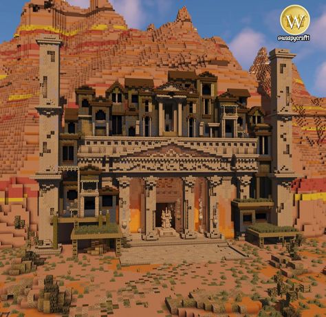 Minecraft Huge Base, Mesa Biome Minecraft Builds, Mesa Base Minecraft, Mesa Biome House Minecraft, Minecraft Mesa Base, Huge Minecraft Builds, Minecraft Mesa House, Roof Minecraft, Temple Minecraft