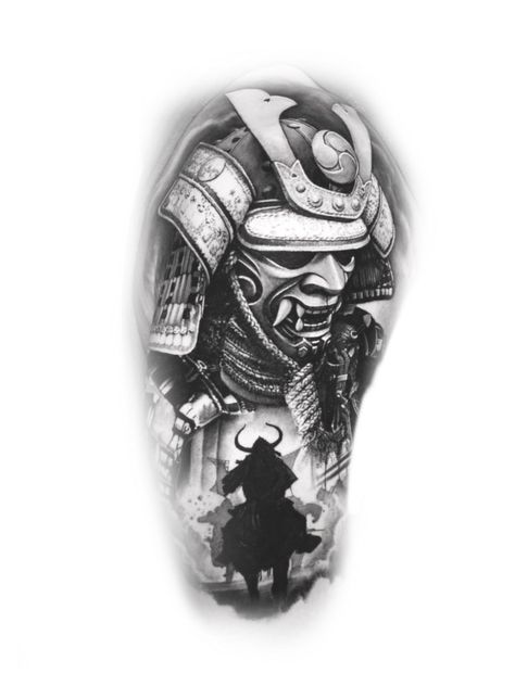 Samauri Tattoo Design, Japanese Worrier Tattoo Design, Samurai Mask Tattoo Warriors, Samurai Mask Tattoo Design, Samurai Warrior Tattoo Design, Realistic Tattoo Ideas, Samurai Mask Tattoo, Japanese Warrior Tattoo, Samurai Tattoo Sleeve