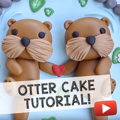 From 'The Lovely Baker'      I don't make cakes (I try, but the end results are usually pretty horrific) so I think it's best left to experts like 'The Lovely Baker'. In this video our lovely cake making professional shows us how to make the best type of cake possible: An Otter cake! Otter Cookies, Otter Cupcakes, Sea Otter Cake, Otter Birthday Cake, Otter Party, Sea Otter Birthday Cake, Otter Themed Birthday Party, Otter Birthday Party, Otter Cake Topper