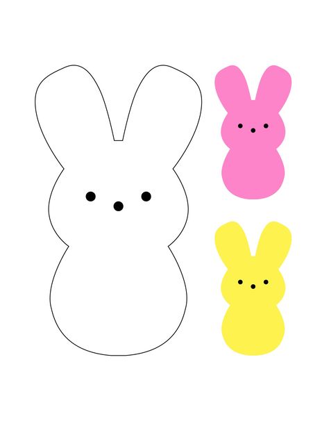 Marshmallow Peep Bunny Template Peeps Template Printable, Marshmallow Template Free Printable, Peep Template Free Printable, Peeps Outline, Peeps Bulletin Board, Chick Template, Peeps Science Experiment, Math Stem Activities, Peeps Crafts