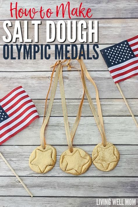 Olympic Medal Craft, Summer Olympics Crafts, Preschool Olympics, Diy Salt Dough, Make Salt Dough, How To Make Salt Dough, Olympic Idea, Craft For Children, Olympic Crafts