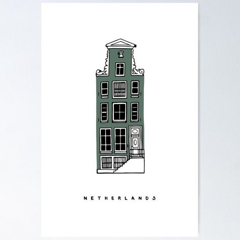 Amsterdam Drawing, Houses Simple, Building Tattoo, Dutch Houses, Illustration Realistic, Dutch House, Ink Illustration, House Drawing, Amsterdam Netherlands