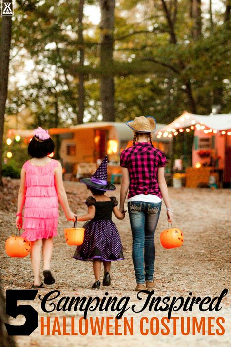 5 Camping Inspired Halloween Costumes Camping Theme Halloween Costumes, Camp Costumes Ideas, Camping Halloween Costumes, Camping Costume, Camping Dress, Inspired Halloween Costumes, Inspired Costumes, Halloween Costume Puns, Camping Girl