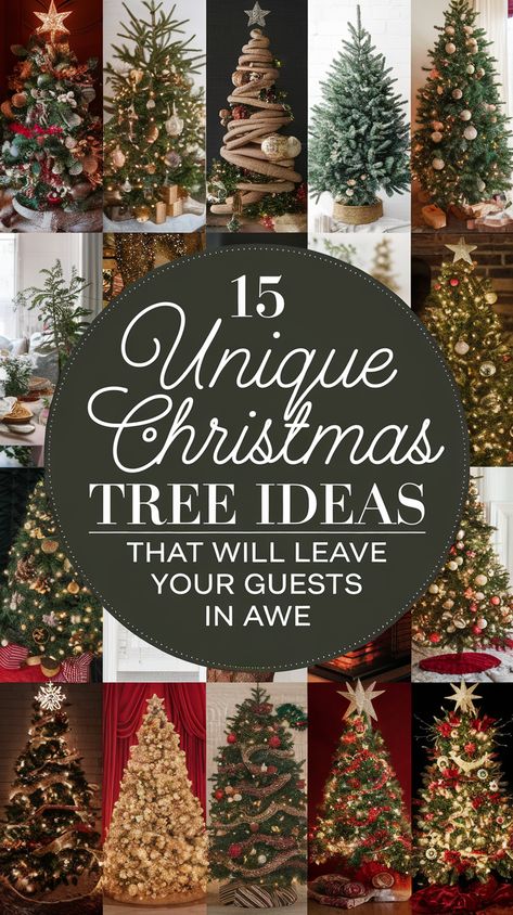 15 Unique Christmas Tree Ideas That Will Leave Your Guests in Awe! Christmas Enchanted Forest Theme, Decorating With Multiple Christmas Trees, Themed Trees Christmas, All Christmas Trees, Christmas Tree Red Green And Gold, Forest Green Christmas Tree Decor, Christmas Tree All Year Round, Holiday Trees Year Round, Green Themed Christmas Tree