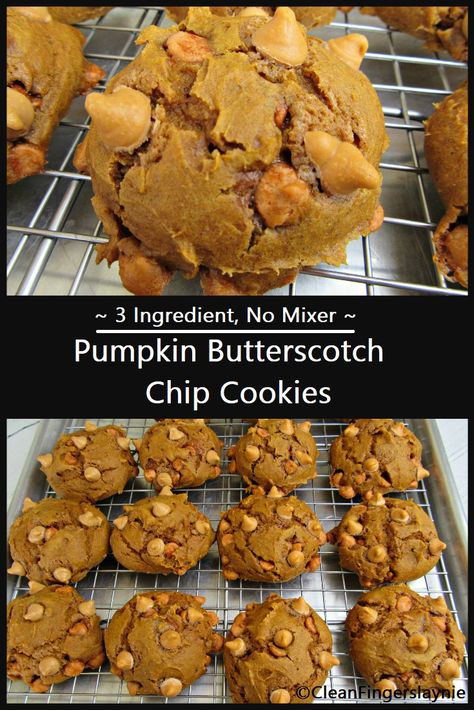 Pumpkin Butterscotch Chip Cookies - Clean Fingers Laynie Pumpkin Butterscotch Chip Cookies, Recipes With Pumpkin Spice Baking Chips, Pumpkin Cookies With Butterscotch Chips, Butterscotch Pumpkin Cookies, Pumpkin Butterscotch Cookies, Pumpkin Spice Coffee Recipe, Pumpkin Cake Mix Cookies, Butterscotch Chip Cookies, Pumpkin Butterscotch