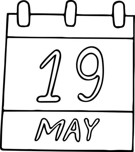 calendar hand drawn in doodle style. May 19. Day, date. icon, sticker element for design. planning, business holiday Date Icon, International Students Day, World Science Day, Penguin Awareness Day, World Watercolor, International Men's Day, World Photography Day, International Friends, Students Day