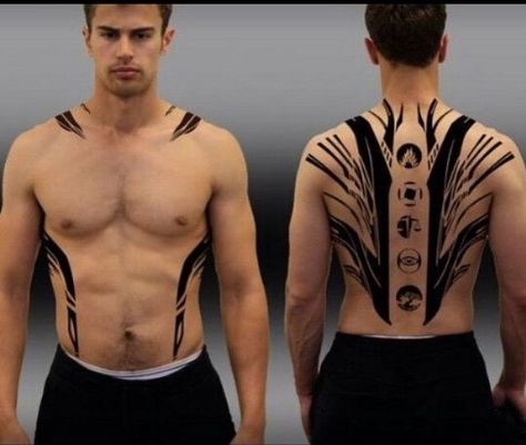 Theo James Divergent Tattoo, Divergent Tattoo, Divergent Theo James, Tato Maori, Cyberpunk Tattoo, Tobias Eaton, Theo James, Back Tattoos, Insurgent