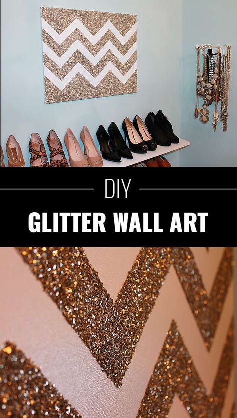 Cool DIY Crafts Made With Glitter - Sparkly, Creative Projects and Ideas for the Bedroom, Clothes, Shoes, Gifts, Wedding and Home Decor | DIY Glitter Wall Art | http://diyprojectsforteens.com/diy-projects-made-with-glitter/ Cool Diy Crafts, Glitter Wall Art, Glitter Wall, Diy Glitter, Glitter Crafts, Glitter Diy, Diy Projects For Teens, Décor Diy, Cool Diy Projects