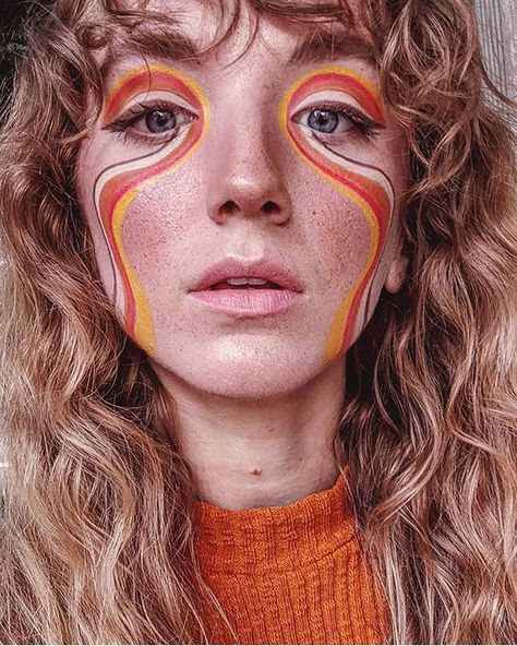 Blanche Macdonald Centre on Instagram: “#Groovy lines meet #psychedelic colours in a 70's inspired eye look from Makeup grad Steph Bueckert - @madeup.bysteph” Groovy Lines, Disco Makeup, 70s Makeup, Ocean Tides, Creepy Halloween Makeup, Retro Makeup, Avant Garde Makeup, 70s Aesthetic, Valentines Makeup