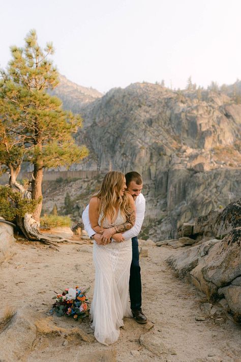 Want to elope to Lake Tahoe? Elsa Boscarello Photography can help! Lake Tahoe Elopement at Donner Pass | Elsa Boscarello Photography Lake Tahoe Elopement, Tahoe Elopement, Very Small Wedding, Lake Elopement, Nevada Wedding, Donner Lake, Outdoor Elopement, Lake Tahoe Wedding, Lake Tahoe Weddings