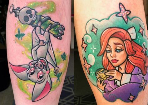 Sister matching tattoo, Bartok and Anastasia from the movie Anastasia (1997). Anastasia Tattoo Ideas, Anastasia Rasputin, Anastasia Tattoo, Witchcraft Tattoos, Anastasia 1997, 90s Cartoons, Matching Tattoo, Cartoon Tattoos, 90s Nostalgia