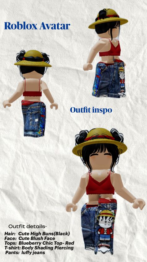 #roblox#avatar#Robloxoutfits Skin Roblox, Roblox Avatar, Monkey D Luffy, Avatar, Skin