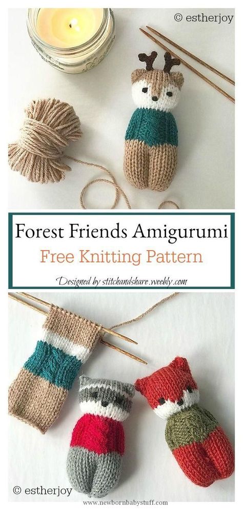 Baby Knitting Patterns Forest Friends Amigurumi Free Knitting Pattern… | NewBorn Baby Stuff | Bloglovin’ Amigurumi Knitting, Pattern Knitting, Knitted Animals, Beginners Knitting, Forest Friends, Crochet Stitch, Free Knitting Pattern, Amigurumi Free, Easy Knitting