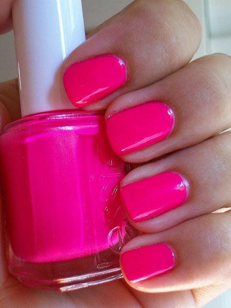 Essie - Flirty Fuchsia Hot Pink Nail Polish, Manicure Designs, Pink Manicure, Hot Pink Nails, Pink Nail Art, Pink Nail Polish, Pink Nail, Essie Nail, I Love Nails