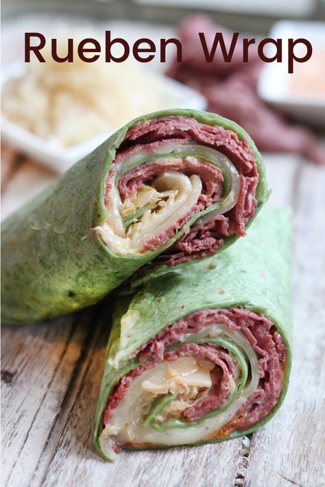 Folded Sandwich Wrap, Rueben Wrap, Wrap Sandwich Ideas, Reuben Wrap, Brisket Ideas, Appetizers Pinwheels, Reuben Recipes, Bunko Food, Irish Appetizers