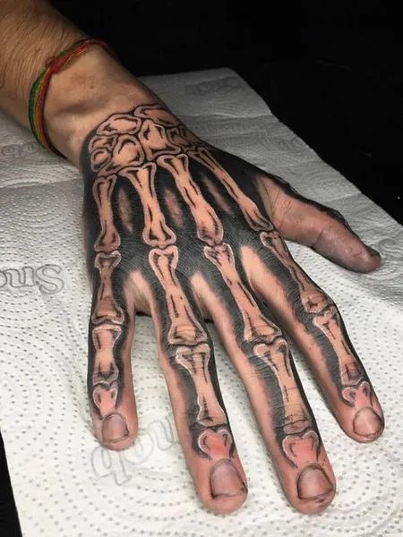 Bone Hand Tattoo Skeletons, Finger Skeleton Tattoo, Finger Bone Tattoo, Bone Finger Tattoo, Bone Tattoo Hand, Hand Bones Tattoo, Skeleton Hand Tattoos For Guys, Skeleton Finger Tattoo, Cool Hand Tattoos For Men