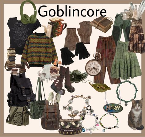 Gremlincore Aesthetic, Goblin Core Outfit, Hippie Boho Outfits, Goblincore Clothes, Goblincore Outfits, Goblincore Fashion, Fairy Grunge Outfit, Nature Outfits, Grunge Fits