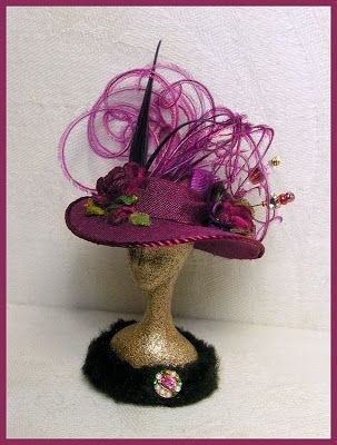 Miniature Hats, Burgundy Hat, Barbie Hat, Miniature Dress, Hat Stand, Hat Tutorial, Vancouver British Columbia, Hat Stands, Doll Hat