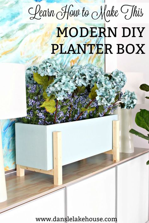 Learn How to Make This Modern DIY Planter Box for Faux Plants with Leftover Plywood and Wood Scraps #diy #homedecor #diyhomedecor #woodworking #plywoodprojects #diyplanter Planters From Scrap Wood, Modern Planter Boxes, Diy Wood Planters, Diy Flower Boxes, Diy Planter, Diy Planter Box, Wooden Planter Boxes, Wood Planter, Wood Planter Box