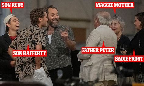 PIC EXC: Jude Law is VERY animated at son Rudy's 18th birthday party Sadie Frost, Dancing In The Street, Parents In Law, Gq Awards, Lunatic Asylum, Revealing Outfits, Jude Law, 18th Birthday Party, Cara Delevingne