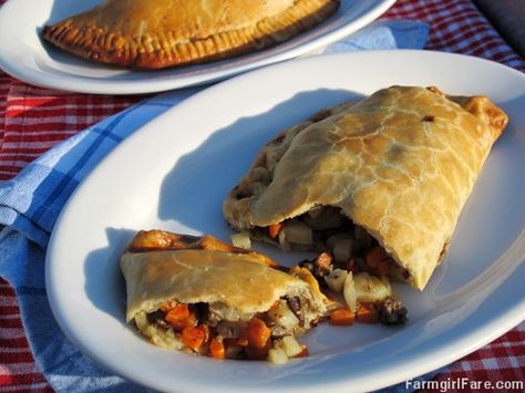 Farmgirl Fare: Recipe: How To Make Classic Cornish Beef Pasties Beef Pasties, Pasty Recipe, Jaime Oliver, Onion Potatoes, Making Dough, Cornish Pasty, Pasties Recipes, Hot Mustard, Hp Sauce