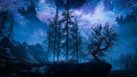 Skyrim Night Sky - Awesome Game Art — Steemit Skyrim Aesthetic, Aesthetic Night Sky, Skyrim Wallpaper, Skyrim Art, Nature Witch, Elder Scrolls Art, Elder Scrolls Skyrim, Pretty Stuff, Handmade Oil