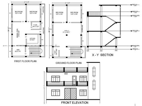 Drawing House Plans, 2bhk House Plan, Elevation Drawing, 2 Storey House, Country House Design, House Floor Design, Floor Plan Layout, Elevation Design, Building Plan