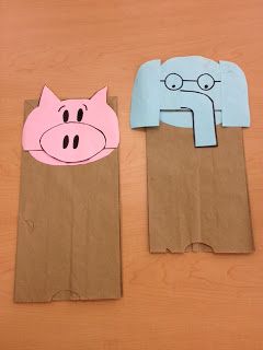 This is a paper bag craft that I have used in the past for my Crafty Fridays. I am planning to use them in a Piggie and Elephant story t... Mo Willems Activity, Piggie And Elephant, Pigeon Books, Elephant And Piggie, Reading Night, Summer Themes, Storytime Crafts, Read Aloud Activities, Pig Crafts