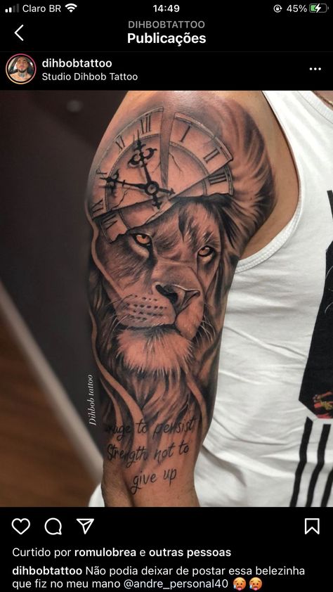 Lion Clock Tattoo Design For Men, Leo Tattoo Ideas Men, Lion Tattoo For Women Sleeve, Lion Shoulder Tattoo Men, Lion Tattoo For Women, Lion Shoulder Tattoo, Tiger Head Tattoo, Nautical Tattoo Sleeve, Arm Tattoos Black