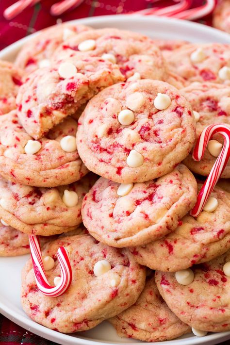 Peppermint Cookies Recipe - Cooking Classy Peppermint Cookies Recipe, Candy Cane Cookie Recipe, Peppermint Cookie Recipe, Andes Mint Cookies, Peppermint Sugar Cookies, Chocolate Peppermint Cookies, Peppermint White, Candy Cane Cookies, White Chocolate Chip Cookies