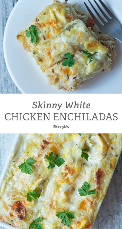 Chicken Enchiladas Healthy, Creamy Enchilada, Enchiladas Healthy, White Chicken Enchiladas, Dinner Recipes Chicken, Chicken Enchilada Recipe, Health Dinner, Enchilada Recipes, Healthy Dinner Recipes For Two