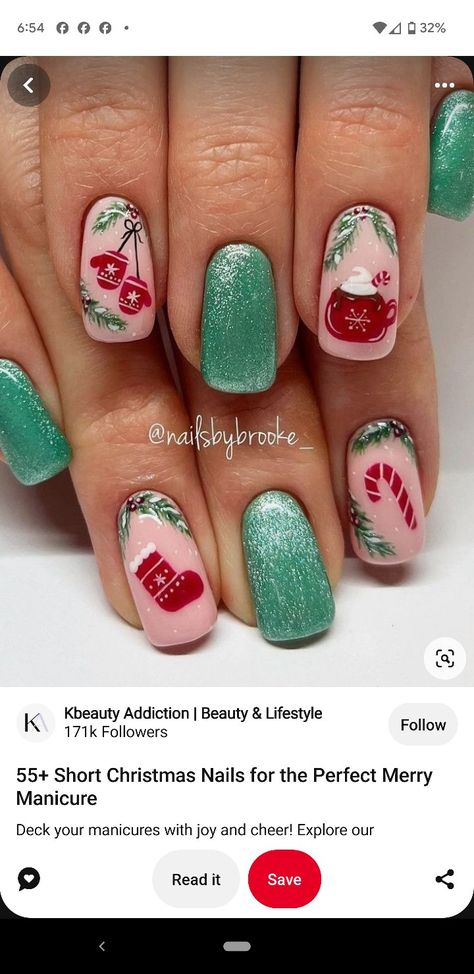 Aesthetics Nails, Nails Festive, Nails Xmas, Festive Nails, American Nails, Christmas Tree Nails, Themes Wedding, Candy Cane Nails, Christmas Gel