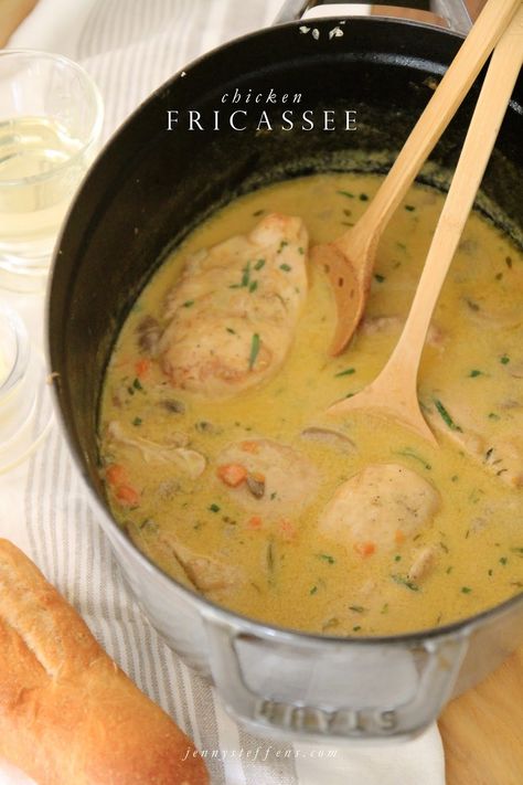 French Chicken Fricasse Recipe, Chicken Fricasse Recipe, Chicken Fricassee, Jenny Steffens Hobick, Summer Savory, Poultry Dishes, Sweet Rice, French Dishes, French Food