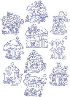 How To Draw Fairy Houses, Mushroom Cottage Tattoo, Fairy Cottage Illustration, Fairy House Embroidery, Cute House Drawing Cottages, Mushroom Fairy House Tattoo, Fairy House Doodle, Cottage Drawings Simple, How To Draw A Fairy House