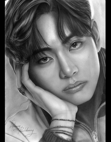 A Girl named Park Yuna, who has a mysterious past, who was Kind, Soft… #fanfiction #Fanfiction #amreading #books #wattpad V Portrait Drawing, Bts V Portrait Drawing, V Portrait, Bts Painting, Realistic Face Drawing, Drawing Bts, Hyperrealistic Drawing, Taehyung's Art, Army Drawing