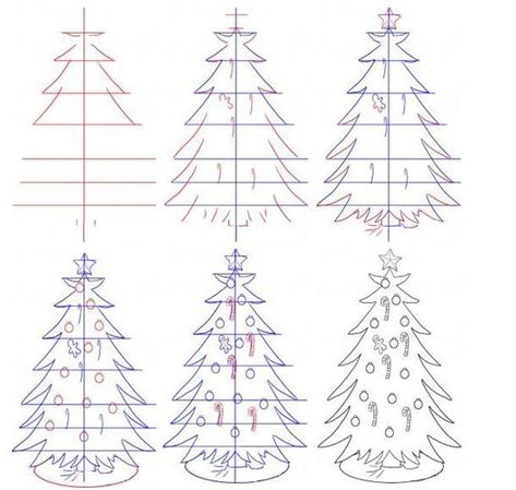 Christmas Tress Ideas, Trees Drawing Tutorial, Tree House Drawing, Draw A Tree, Christmas Tress, Tree Drawings Pencil, Bored Art, Sharpie Art, Rock Painting Ideas Easy