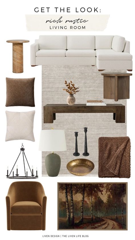 interior design ideas. fall 2024 home decor trends. warm luxe rustic living room. rich rustic decor. luxe rustic decor. Fall 2024 Home Decor Trends, Living Room Rich, 2024 Home Decor Trends, Mountain Living Room, 2024 Home Decor, Luxe Living Room, Look Rich, Rustic Luxe, Cabin Living