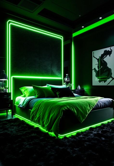 Baddie Bedroom Ideas Baddie Bedroom, Dark Bedding, Baddie Bedroom Ideas, Baddie Room, Glow Lamp, Black Bed, Gold Framed Mirror, Black Tones, Chic Spaces