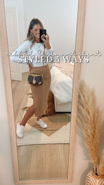 Ribbed Skirt Outfit Fall, Midi Ribbed Skirt Outfit, Black Midi Skirt Outfit Fall, Black Ribbed Skirt Outfit, Ribbed Skirt Outfit, Walmart Outfits, Outfit Links, Midi Skirt Outfit, Ribbed Skirt