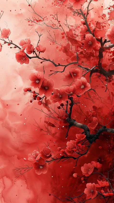 Red Cottagecore Aesthetic Wallpaper, Pretty Red Background, Chinese Calligraphy Wallpaper, Red Phone Backgrounds Aesthetic, Poppy Flower Aesthetic Wallpaper, Chinese Flower Wallpaper, Red Background Aesthetic Landscape, Chinese Background Wallpapers, Japanese Asthetic Wallpers