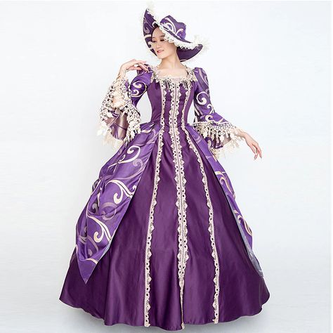 Smarter Shopping, Better Living! Aliexpress.com Ball Gown Medieval, Masquerade Party Dresses, Period Dresses, Marie Antoinette Dresses, Victorian Ball, Baroque Dress, Rococo Dress, Full Sleeves Dress, Antoinette Dress