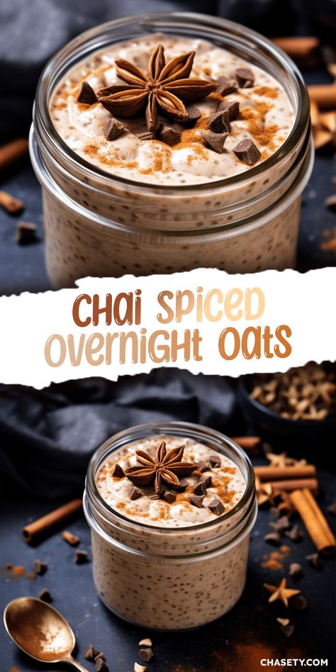 Chai Spiced Overnight Oats [10 Minutes] – Chasety Chai Spiced Overnight Oats, Chai Tea Overnight Oats, Chia Overnight Oats Healthy, Pomegranate Overnight Oats, Chai Pudding Breakfast, Coconut Milk Overnight Oats, Fall Overnight Oats, Chai Overnight Oats, Vegan Chia Seed Pudding