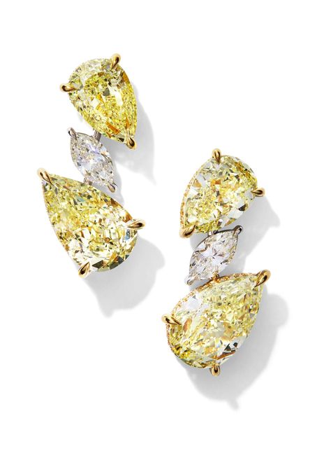 Nirav Modi Has a Way with Diamonds - TownandCountrymag.com Yellow Diamond Earrings, Yellow Diamond Earring, Art Jewelry Design, Fancy Yellow Diamond, Diamond Jewelry Designs, India Jewelry, Fancy Diamonds, Gold Earrings Designs, Old Jewelry