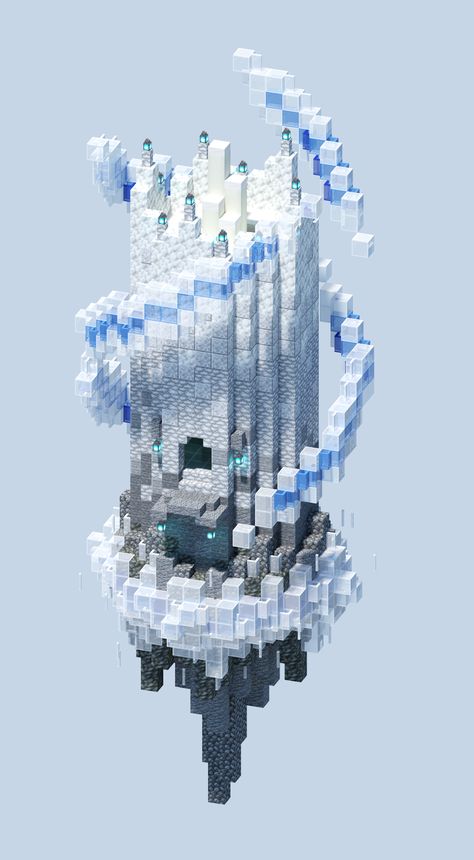 Minecraft Frozen Build, Ice Tower Minecraft, Minecraft Igloo Ideas, Snow Kingdom Minecraft, Minecraft Snowy Mountain Castle, Cloud House Minecraft, Ice Spikes Minecraft Build, Minecraft Ice Castle Blueprints, Ice Biome Minecraft Builds