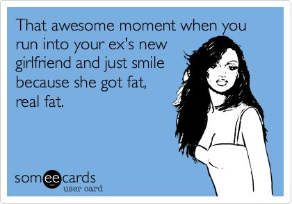 That awesome moment when you run into your ex's new girlfriend and just smile because she got fat, real fat. New Girlfriend Quotes, Word Vomit, Funny Confessions, Academic Validation, Girlfriend Quotes, Single Life, New Girlfriend, Love Me Quotes, Smile Because