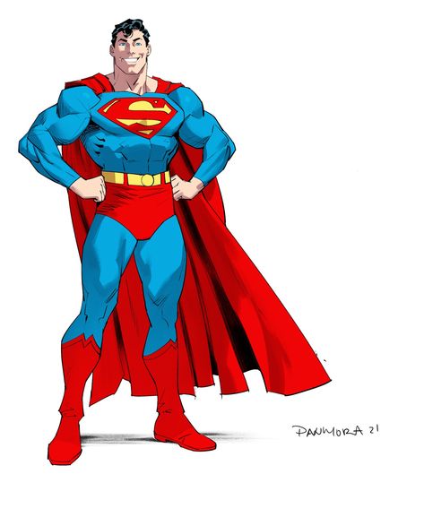 Superman Smiling, Superman Poses, Superman Pose, Superman Design, Fantasy Superhero, Superman Images, Superman Suit, Dan Mora, Superman Costumes