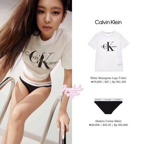 Jennie Dazed Korea, Jennie Kim Chanel Outfit, Calvin Klein Outfits, Dazed Korea, Calvin Klein White, Bra Brands, Kpop Fashion Outfits, Pink Outfits, Blackpink Fashion